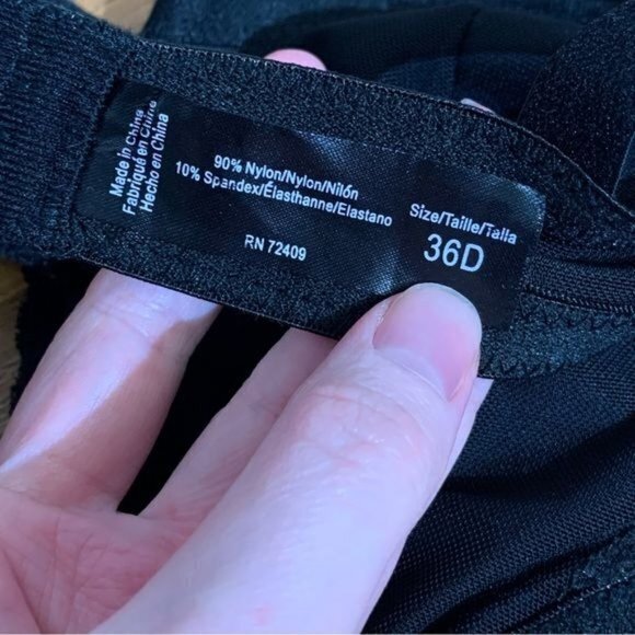 Rene Rofe Lace Unlined Plunge Underwire Bra B36206 Black - Size 36D - Picture 3 of 4